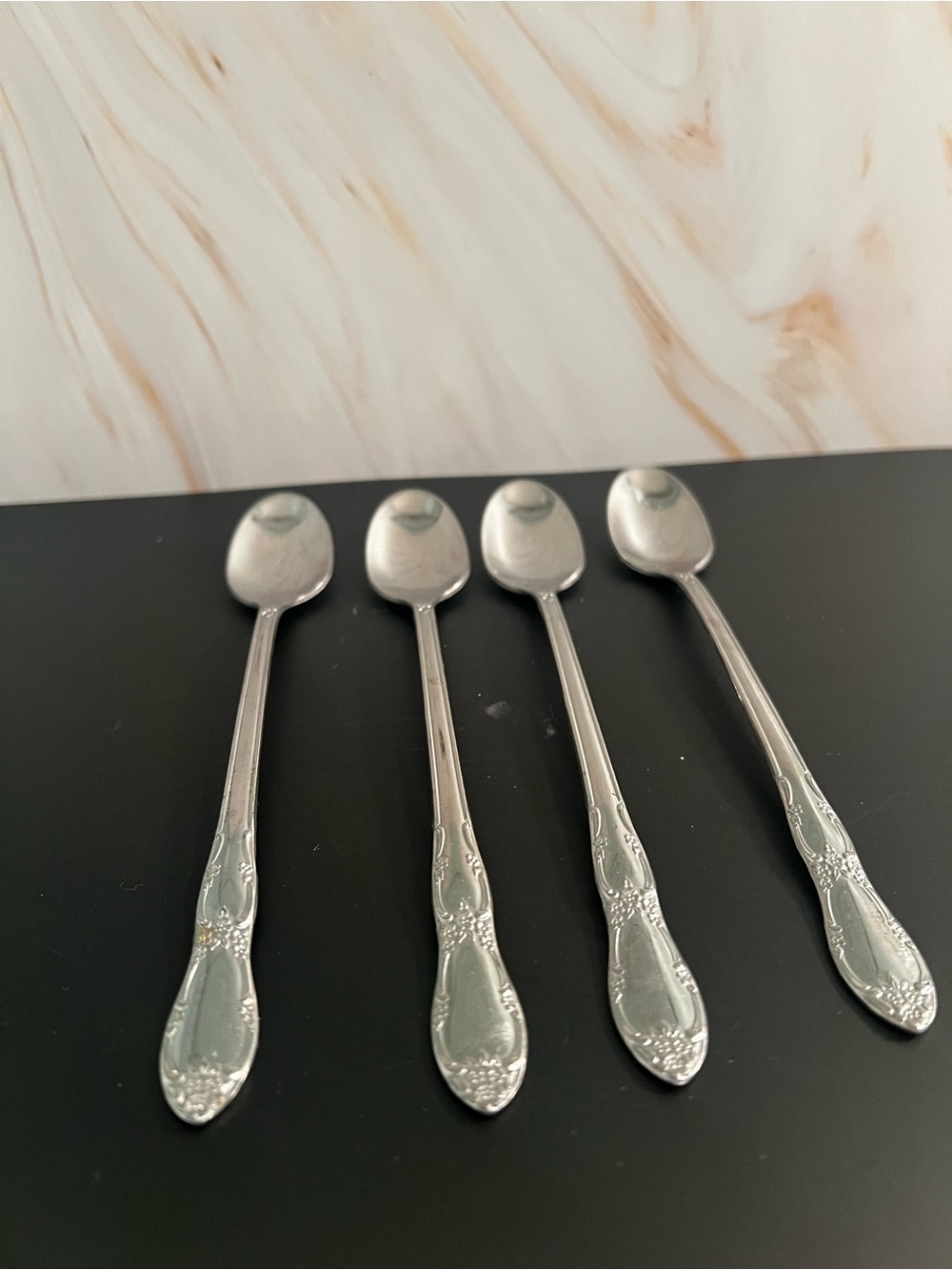 Source Unknown Silver Embossed Teaspoon Set of 4